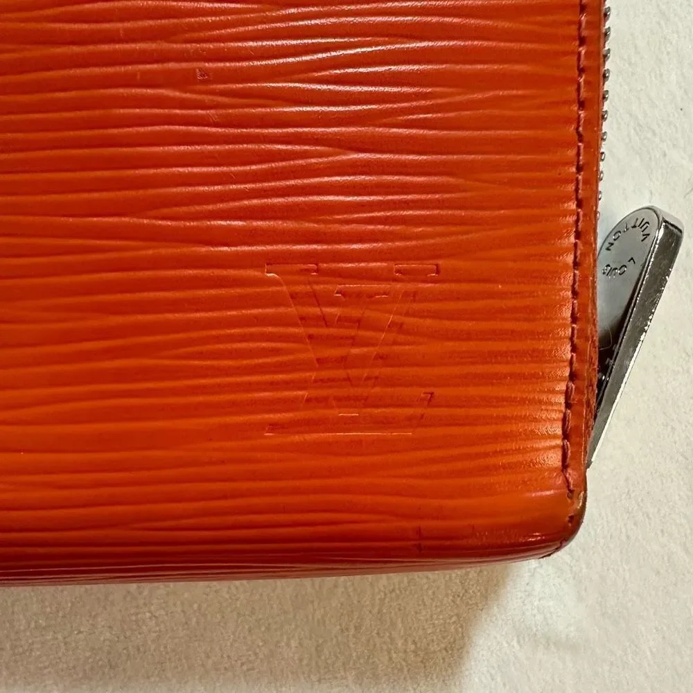 LOUIS VUITTON Long Wallet Epi Zippy Orange Women's Men's Leather